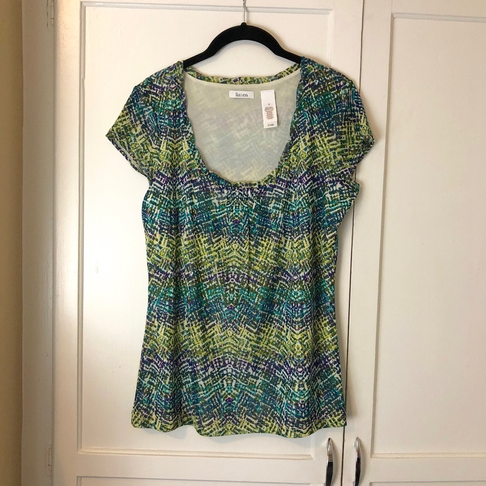 LIZ & CO. CAP SLEEVE BLOUSE SIZE M